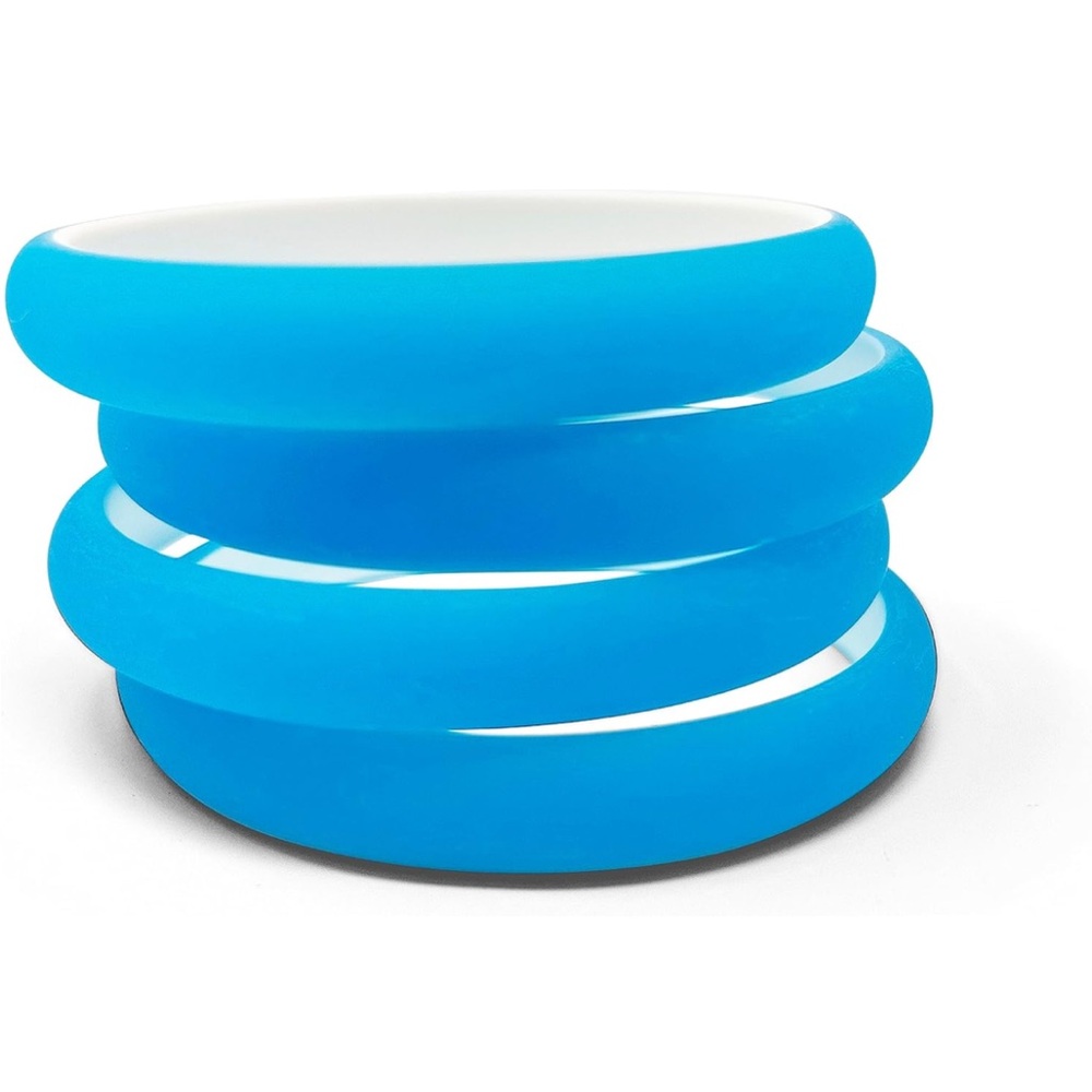 NEON NATION 4 Pack 1/2” Fluorescent Bright Neon Blue 80s Style Bangle Bracelets